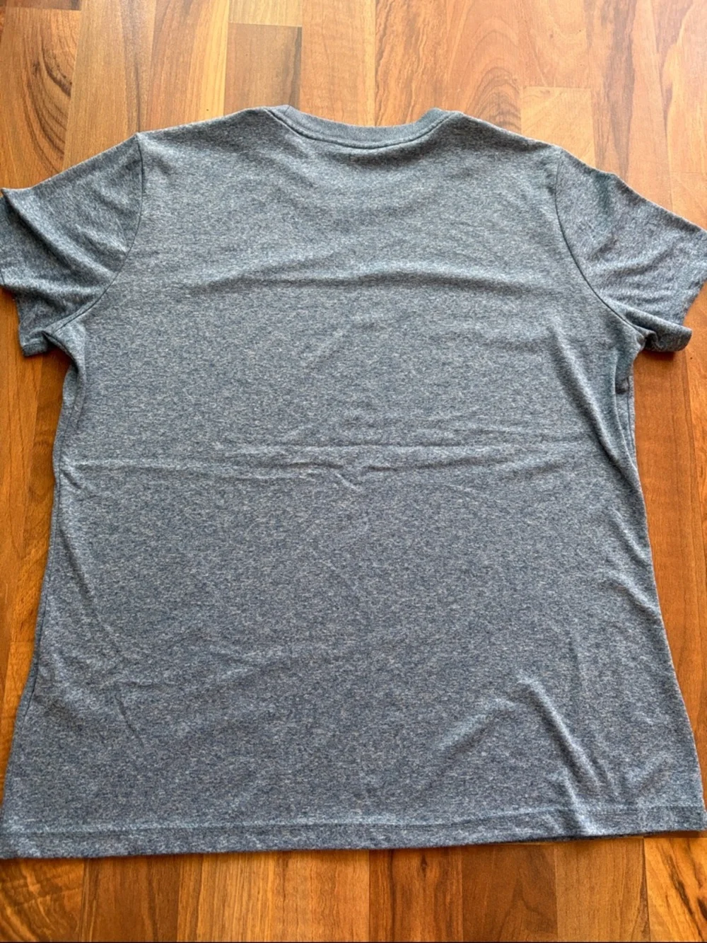 Nike Woman’s Gray/Blue Heather Performance Tee with White Swoosh